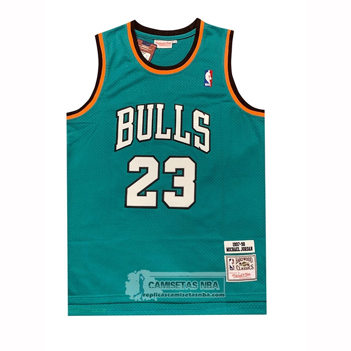 Camiseta Chicago Bulls Michael Jordan NO 23 Mitchell & Ness 1997-98 Verde1